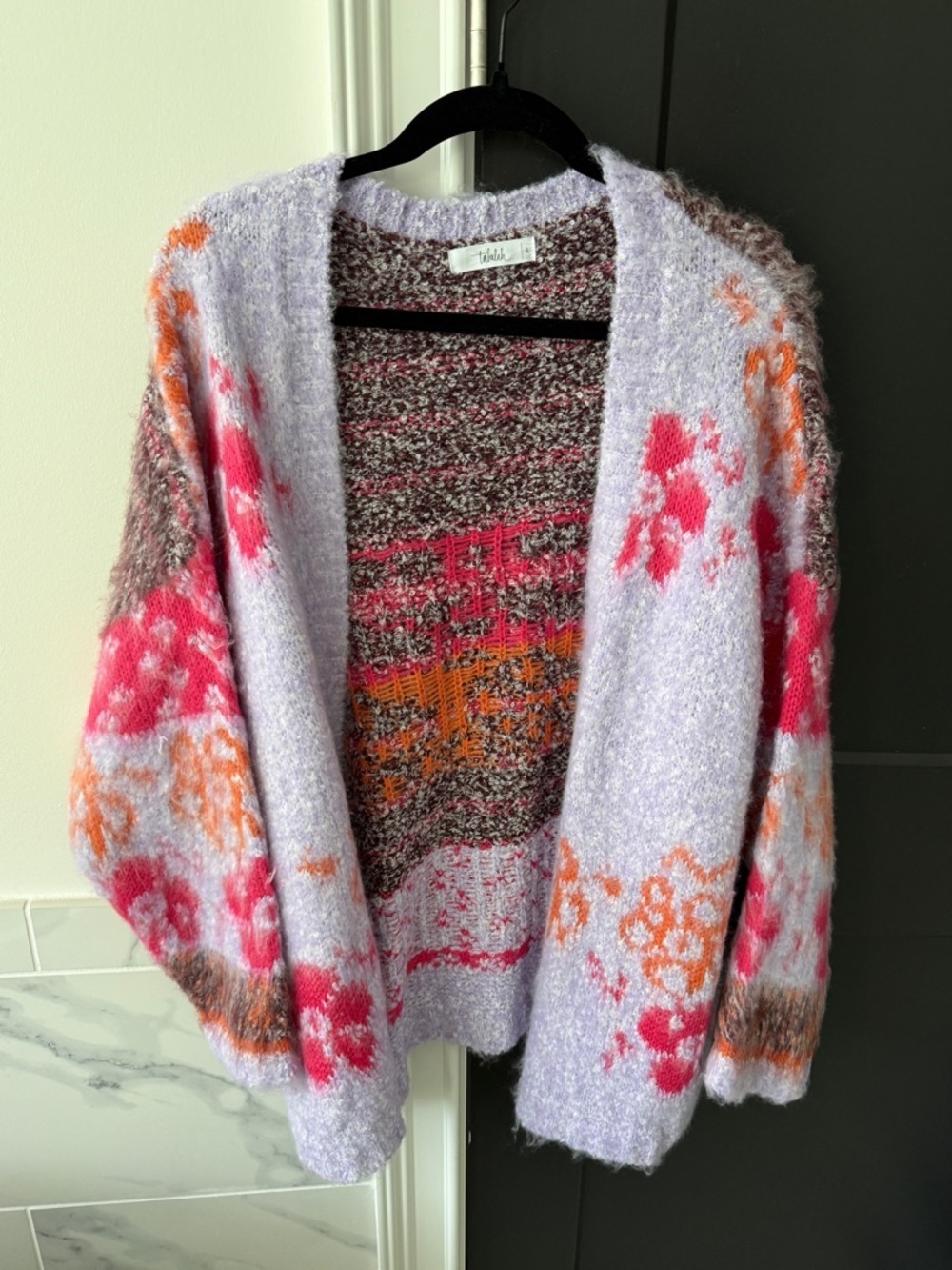 Tulle Lilac Floral-Pattern Open-Front Cardigan